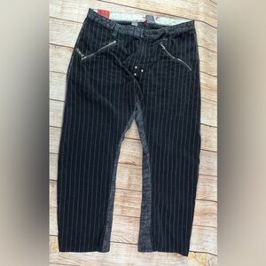 Mens Parasuco Denim Cult Jeans Black Corduroy Pinstripe Size 42x30